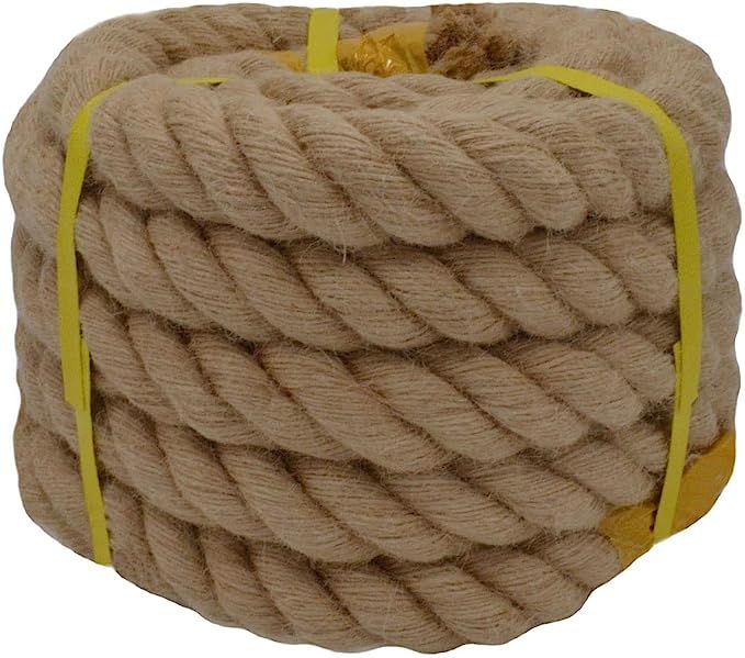 Twisted Manila Rope Jute Rope (1.5 in x 20 ft) Natural Thick Hemp Rope for Boat Deck, Railings, C... | Amazon (US)