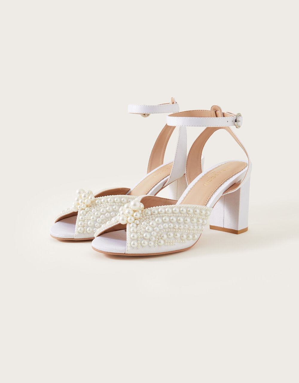 Pearl Bridal Block Heeled Sandals Ivory | Monsoon (UK)