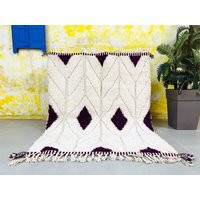 Unique Moroccan Wool Rug 4.9 Ft X 6.3 Ft - Handmade Beni Ourain Style 5X6 | Etsy (UK)