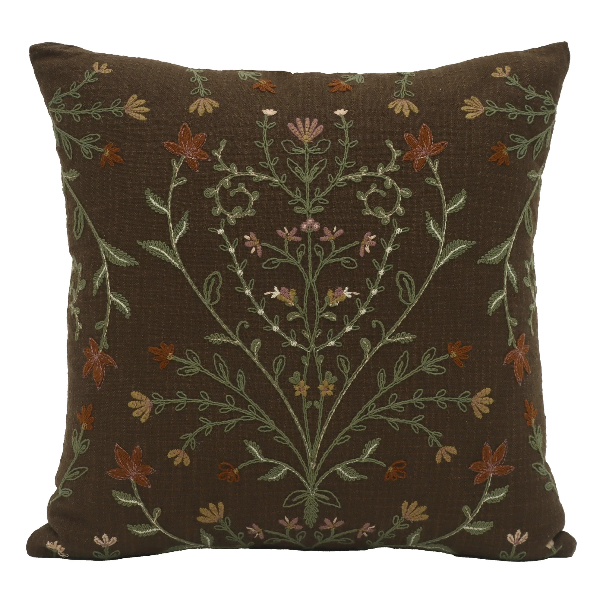 Better Homes & Gardens 20"x20" Brown Embroidery Decorative Throw Pillow | Walmart (US)