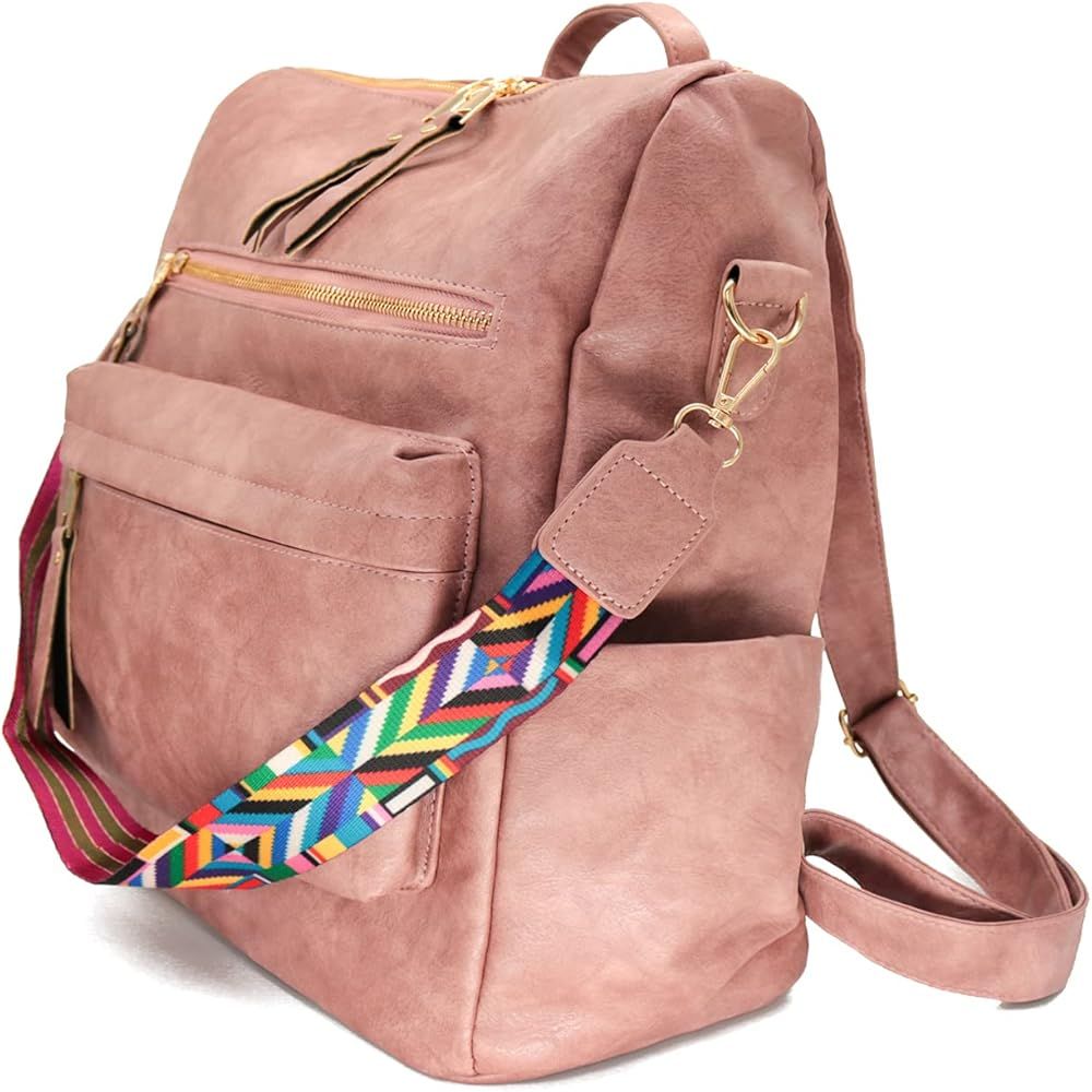 EHLJVZ Women Backpack Leather Purse School Bookbag Shoulder Bags Ladies Large Handbag | Amazon (US)