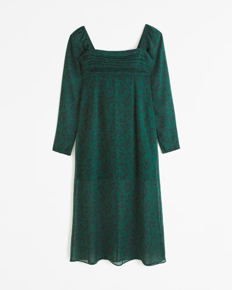 Emerson Chiffon Long-Sleeve Midi Dress | Abercrombie & Fitch (US)