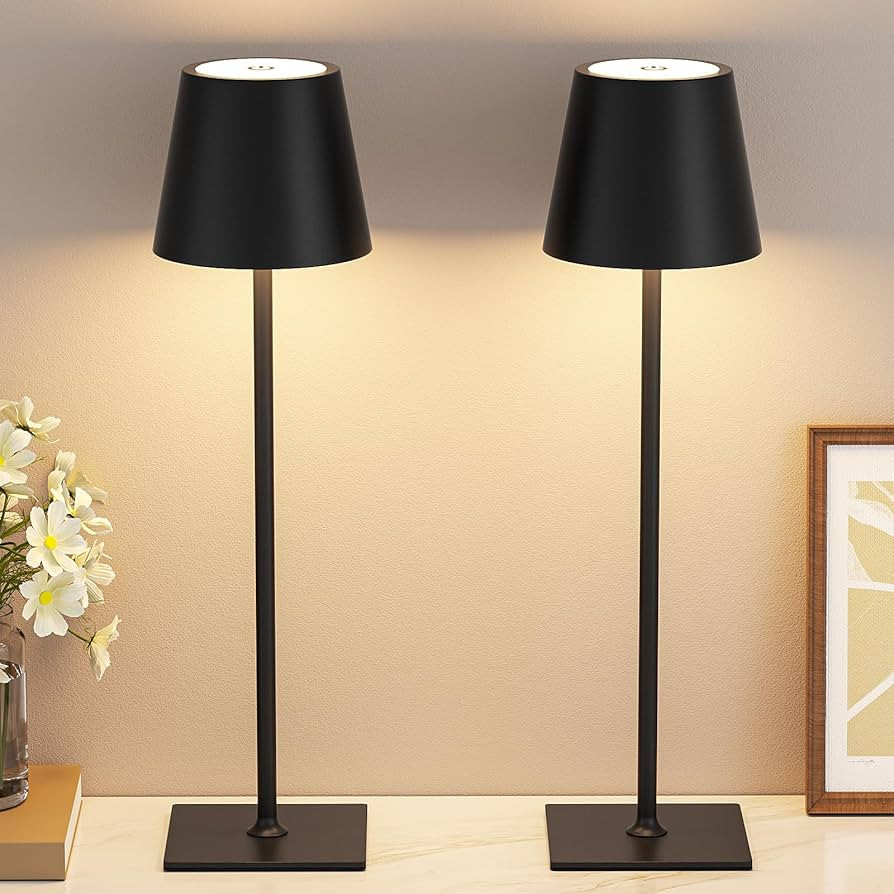 Kakanuo Cordless Rechargeable Table Lamp Black 5000mAh Battery Operated Lamps, 3 Colors Stepless ... | Amazon (US)