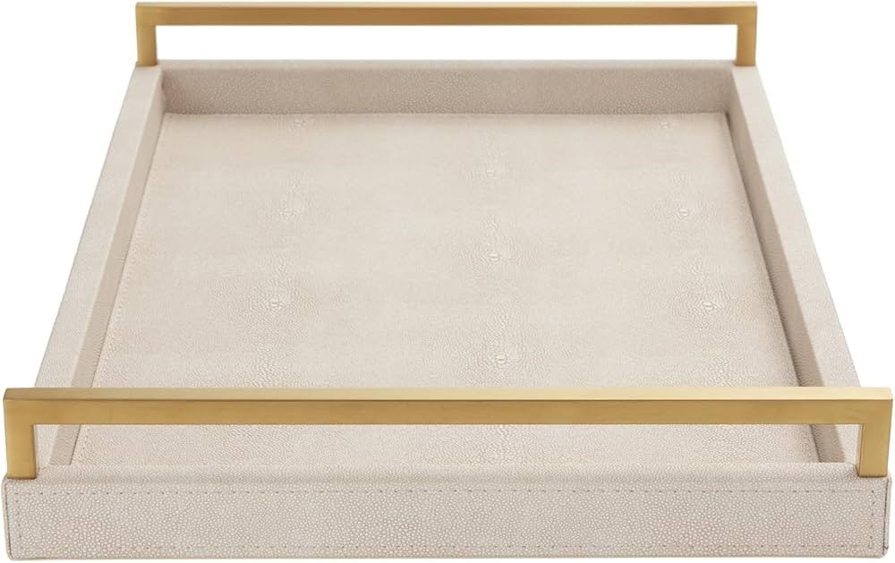 WV 17.8 * 11.8 “ Ivory Shagreen Large Serving Tray, Faux Leather Home Decorative Tray, Coffee T... | Amazon (US)