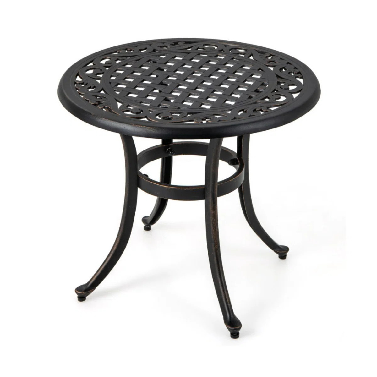Deilany Round Metal Outdoor Side Table , 24'' in. W 24'' in. D | Wayfair North America