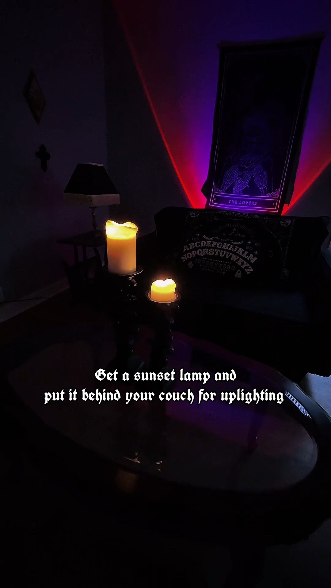 I am obsessed with these little sunset projector lamps! They’re super affordable and can make your space so moody and spooky 💀🦇🖤
.
.
.
#sunsetlamp #moodlighting #moodylivingroom #gothlivingroom #gothichome #gothhomedecor #brokegothgirl #spookyhomedecor #lightingtips #witchyhome #darkhome #moodyhome 

#LTKHome #LTKStyleTip #LTKFindsUnder50