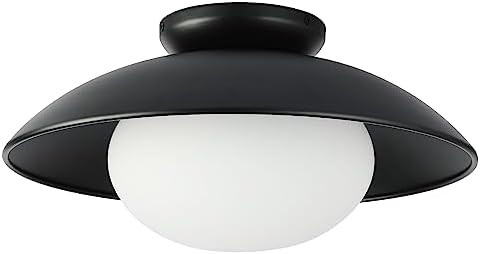 Soft Black 15in Semi Flush Mount Ceiling Light Fixture, Bowl Lampshade Style Vintage Close to Cei... | Amazon (US)