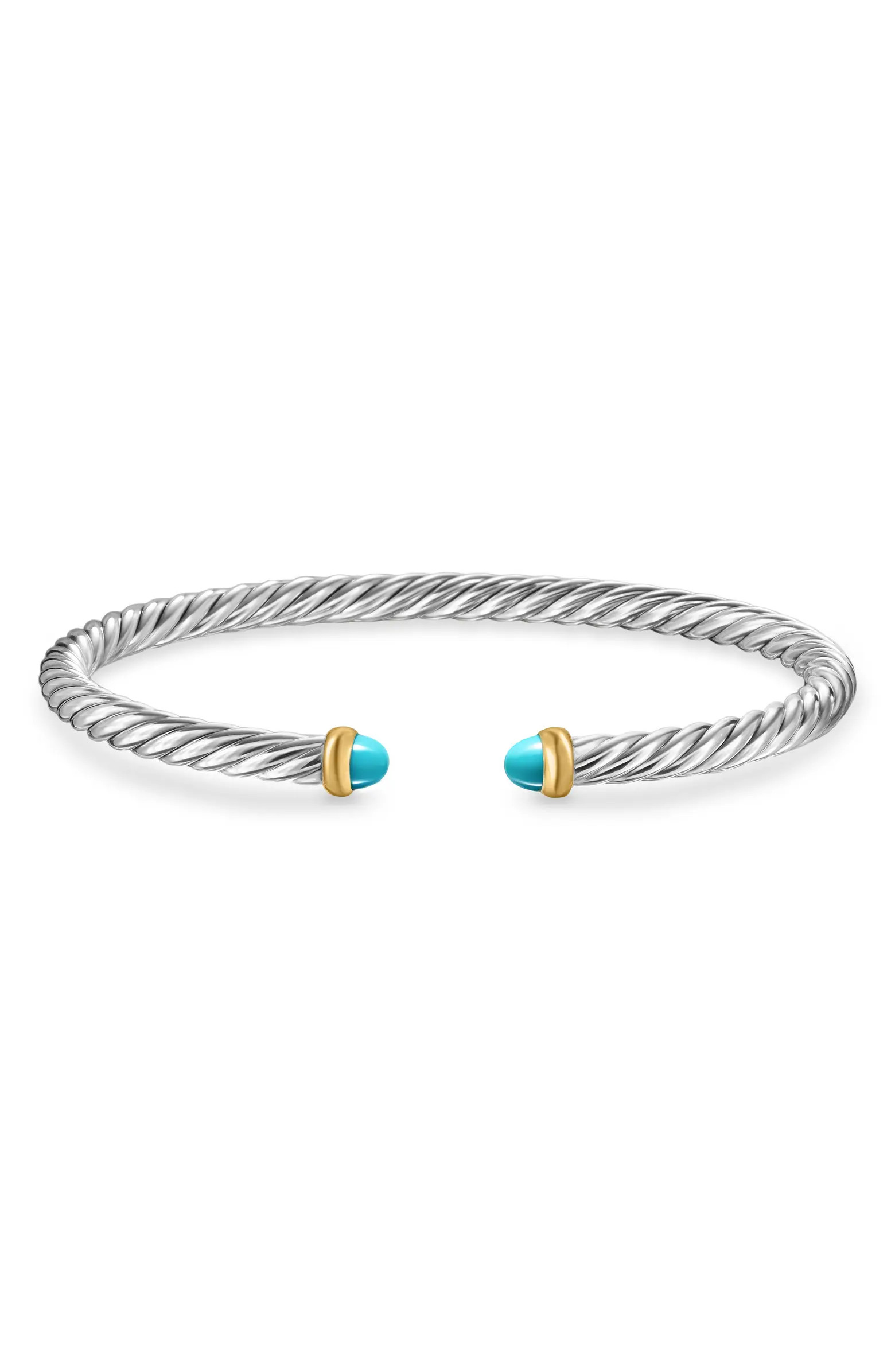 Cable Flex Bracelet in Sterling Silver with 14K Yellow Gold, 4mm | Nordstrom