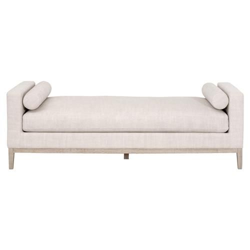 Kelly Modern Classic Grey Upholstered Natural Grey Oak Frame Daybed | Kathy Kuo Home