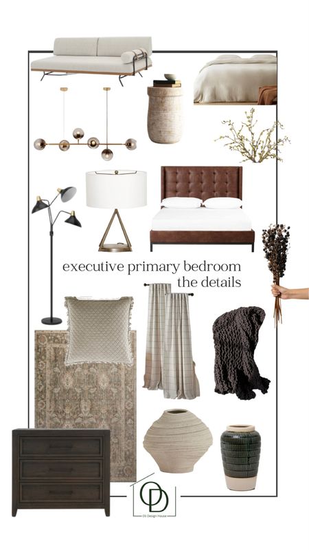 Executive primary bedroom design

Tufted leather bed, wide black 3 drawer nightstand, linen duvet cover, muslin duvet cover, quilted euro shams, brass minimalist table lamp, flax linen chaise lounge, cream daybed, asymmetrical vase, green tiled vase, yellow faux stems, faux blackberry stems, smoked glass Sputnik chandelier, striped linen curtains, black floor lamp with 3 heads, black chunky knit throw blanket, wood drum side table, neutral moody area rug

Modern organic home, wabi sabi

Loloi x clj, target, etsy, walmart home, crate and barrel, Amazon, wayfair 

#LTKFind #LTKhome #LTKstyletip