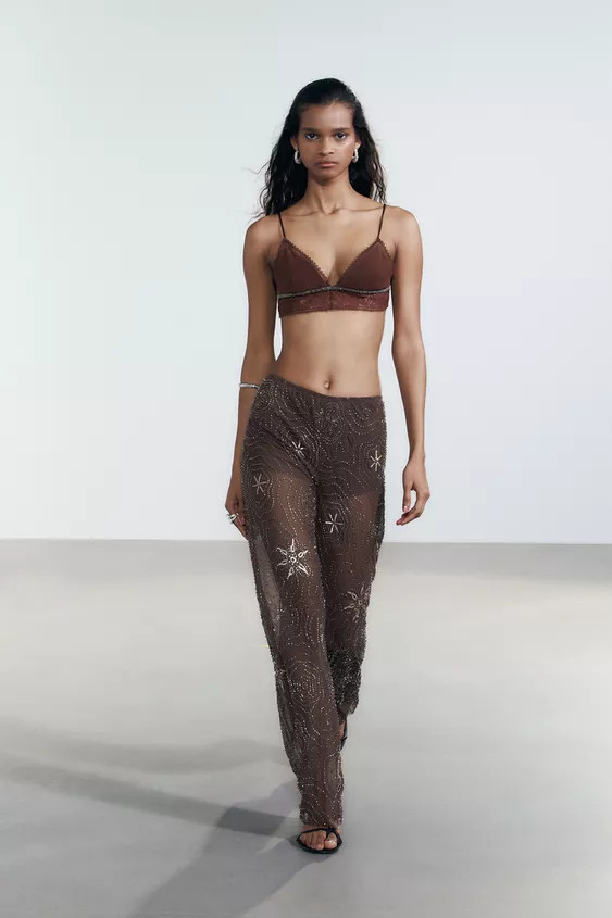 BEADED SEQUIN PANTS | Zara US