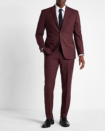Conscious Edit Classic Solid Burgundy Wool-blend Modern Tech Suit | Express