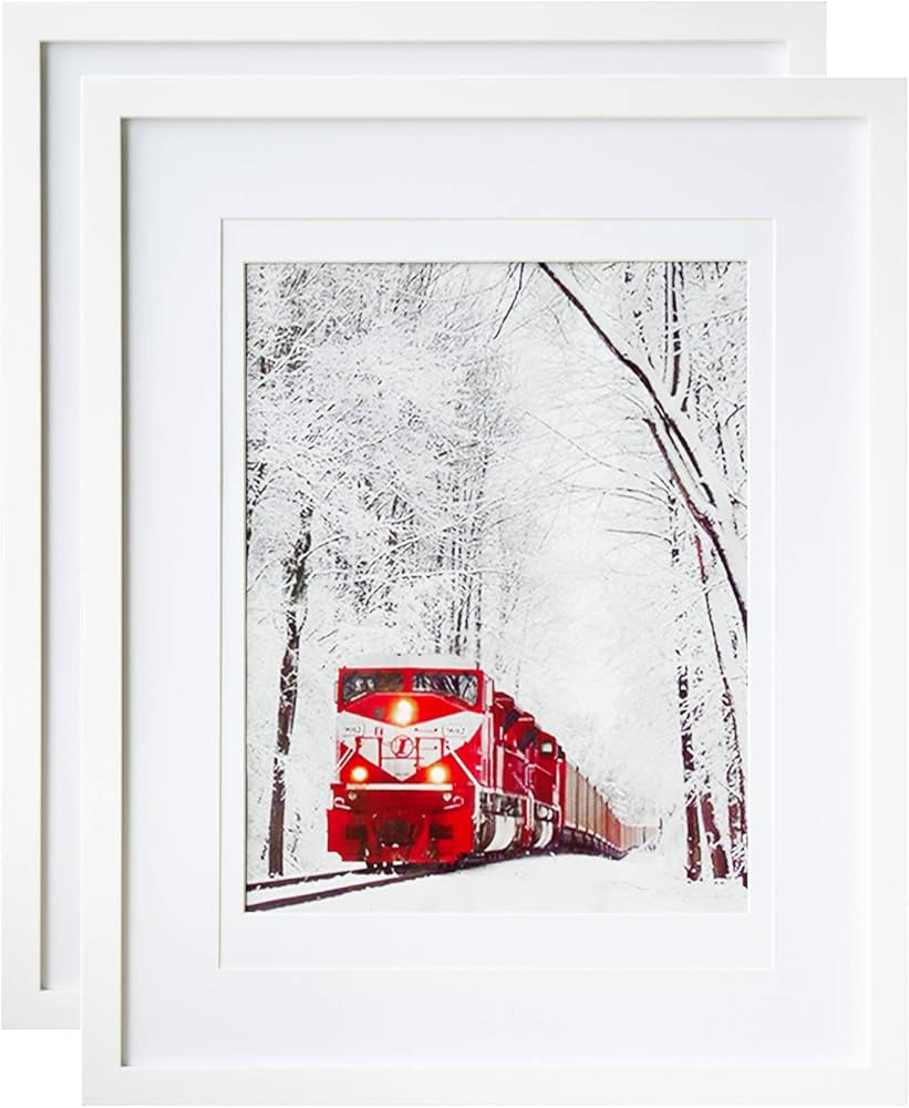 Egofine 16x20 Solid Wood Poster Frame Matted for 11x14 and 12x16 White - Acrylic Plexiglass Front... | Amazon (US)