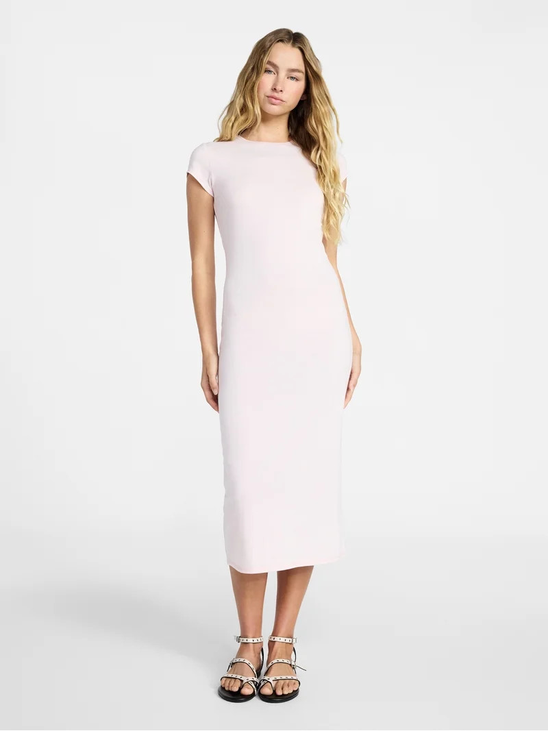 No Boundaries Midi Dress with Cap Sleeves, Women's & Women's Plus Sizes XXS-4X | Walmart (US)