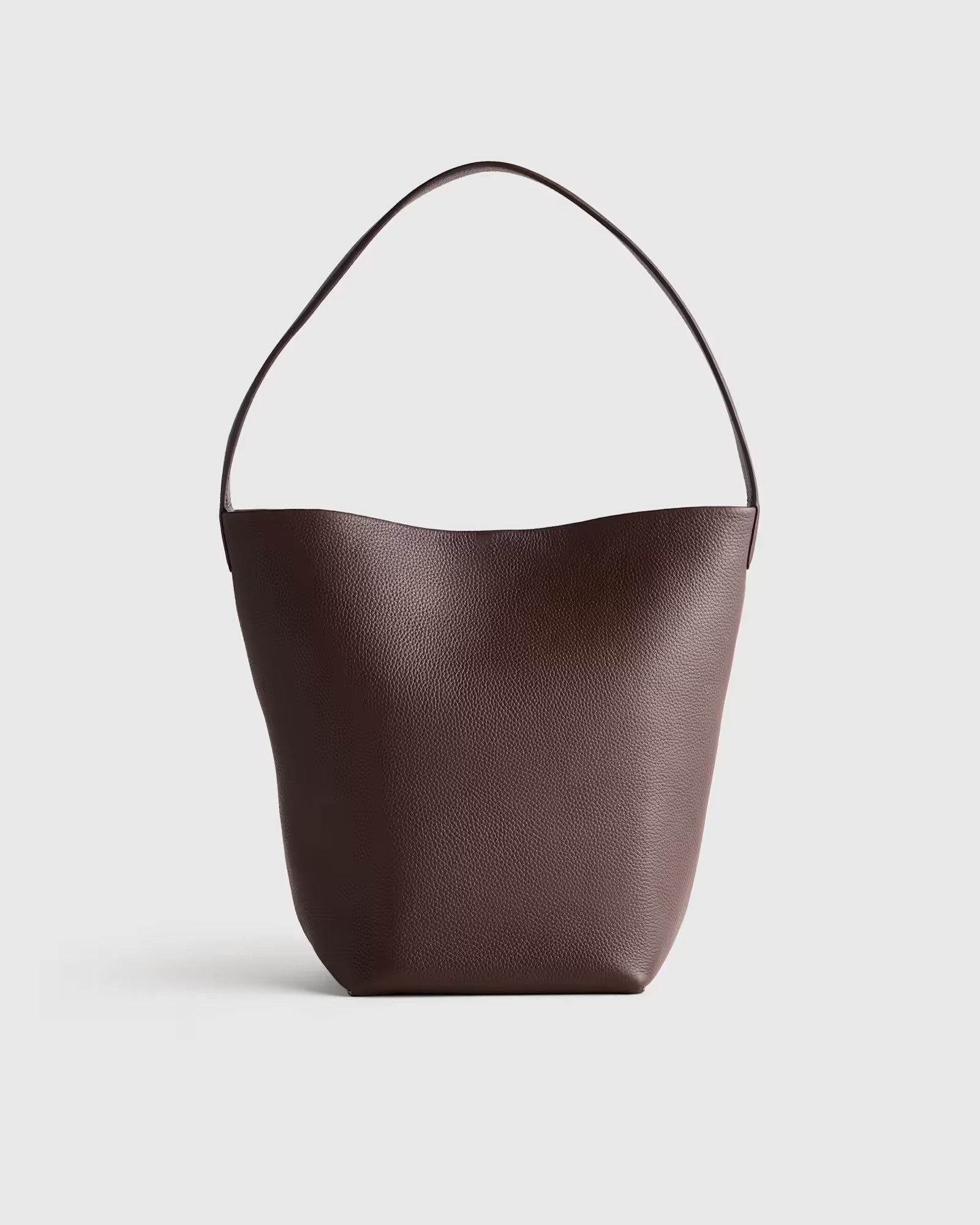 Italian Leather Soft Bucket Shoulder Bag in Espresso Brown | Quince