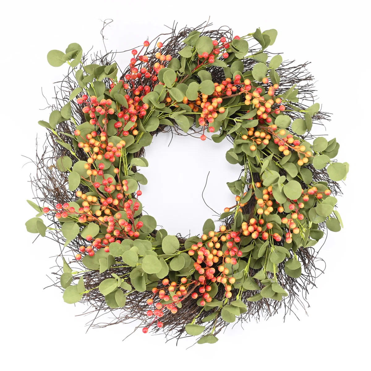 24" Eucalyptus Fall Berry Front Door Wreath | Wayfair North America