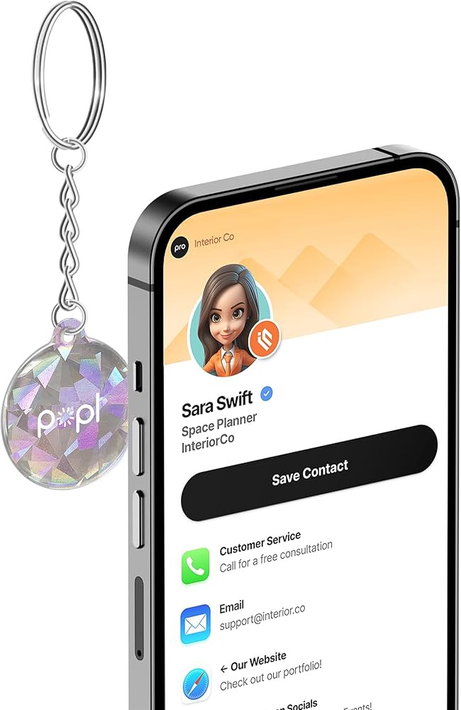 Popl Keychain Digital Business Card - Smart NFC Tag - Instantly Share Contact Info, Social Media,... | Amazon (US)