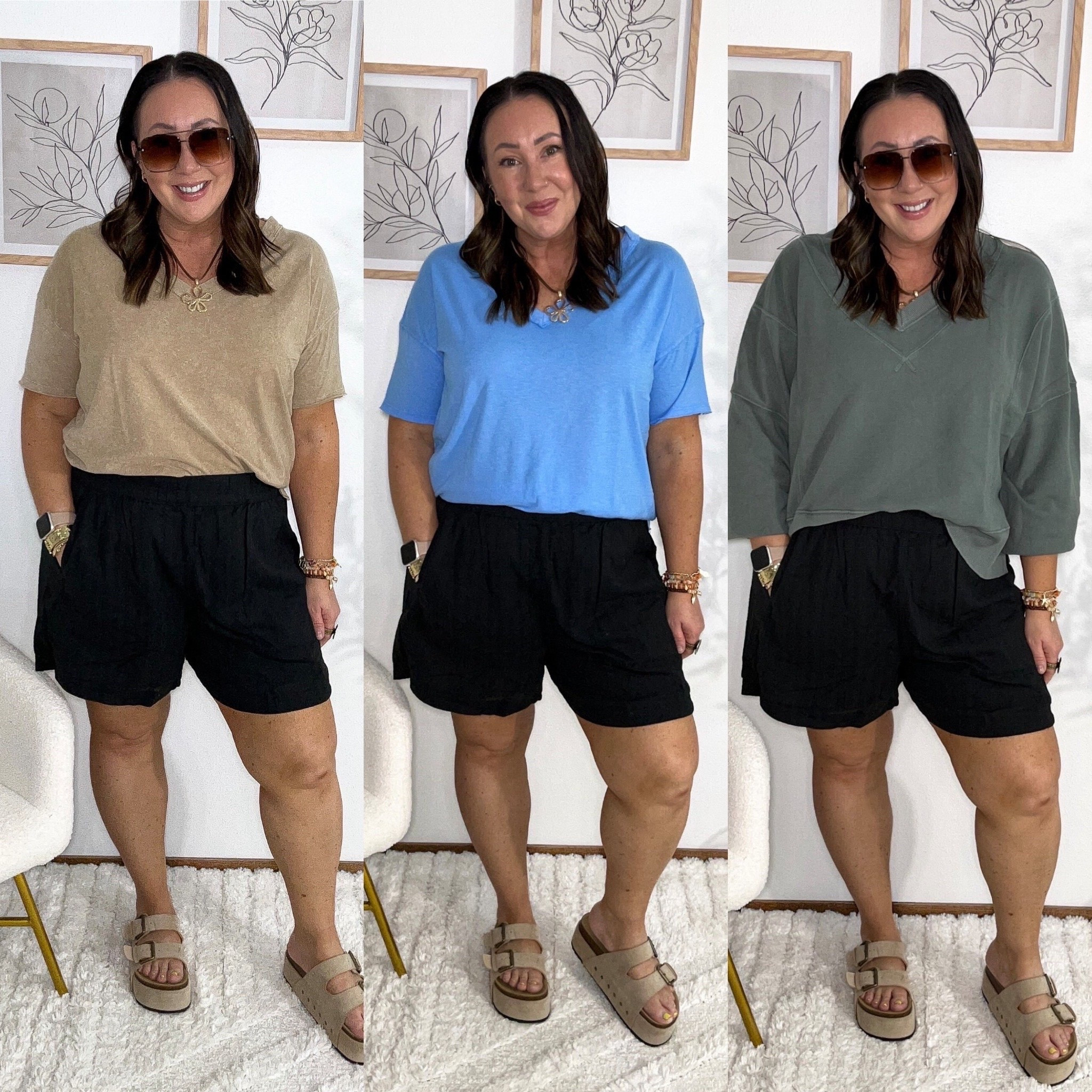 AE flowy shorts on sale! Wearing an xl. So comfy and feel like you’re wearing a skirt. V neck sweatshirt on major sale! Large. Tees on sale for $25. Small in both. These are very oversized!

#LTKOver40 #LTKSaleAlert #LTKMidsize