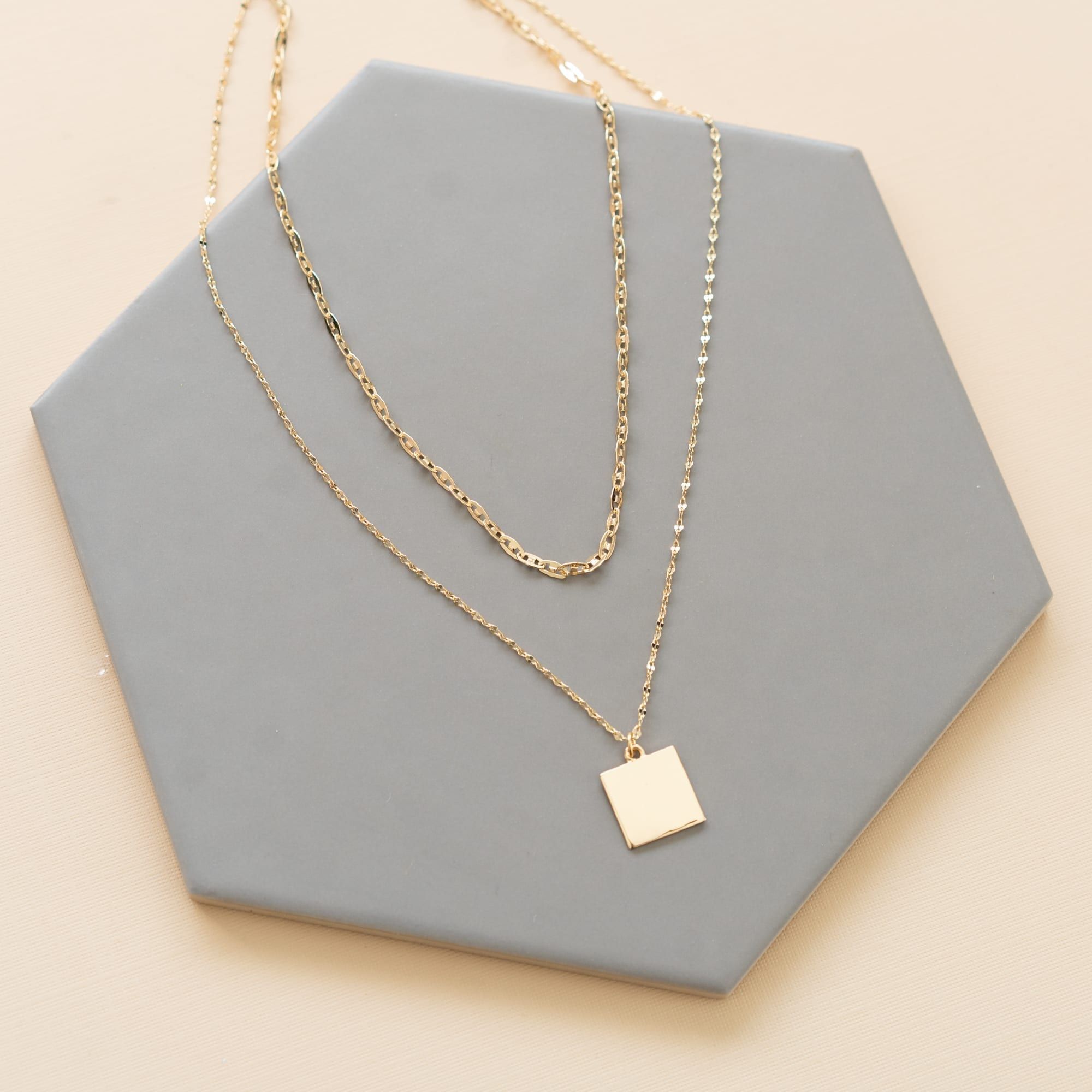 Gold Square Layered Necklace | Panacea