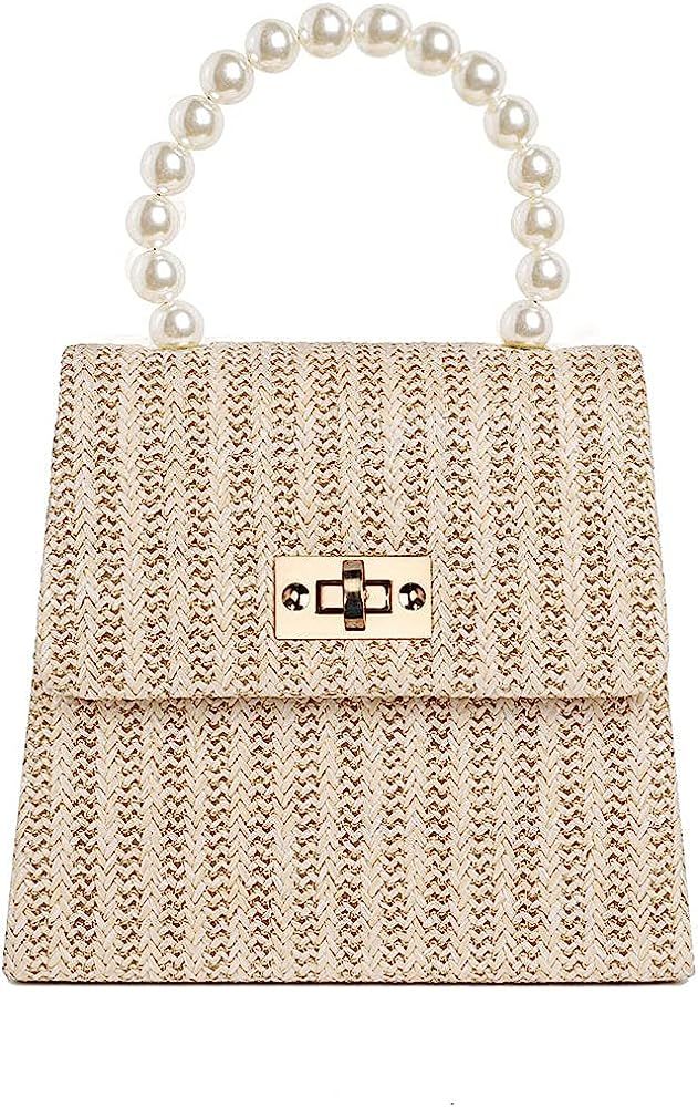 Mulian Lily Fashion Clutch Purse Pearl Top Handle Handbag With Crossbody Detachable Chain Classic... | Amazon (US)