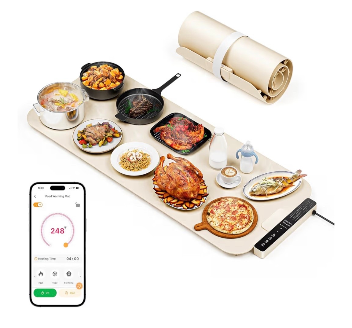 Warming mat perfect for keeping everything nice and hot for thanksgiving, Christmas and entertaining!