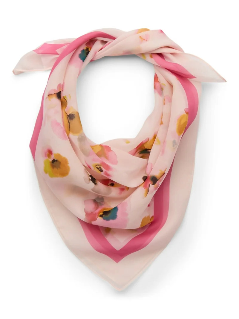 The Pioneer Woman Oversized Printed Square Scarf, 30" x 30", Ivory Watercolor Flowers | Walmart (US)