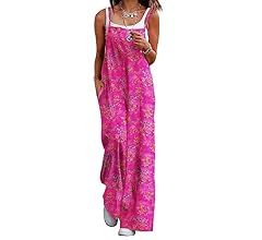 YESNO Women's Summer Casual Jumpsuits Wide Leg Overalls Floral Print Baggy Rompers with Pocket PZ... | Amazon (US)