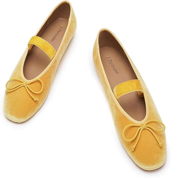 C.Paravano Mary Jane Shoes Women | Velvet Flats | Ballet Flat | Round Toe Ballerinas Flats Women | Amazon (US)