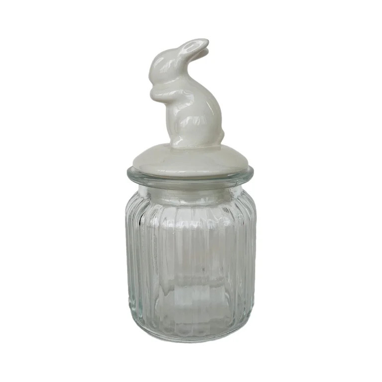 Easter Decorative Glass Jar with Standing White Bunny Lid, 6.25 in, by Way To Celebrate | Walmart (US)