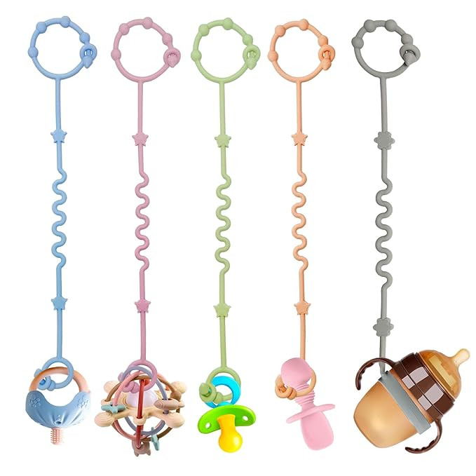 Toy Safety Straps, Toy Bungee Cords Baby, 5 Pack Stroller Straps Adjustable Baby Teether Toy Stra... | Amazon (US)