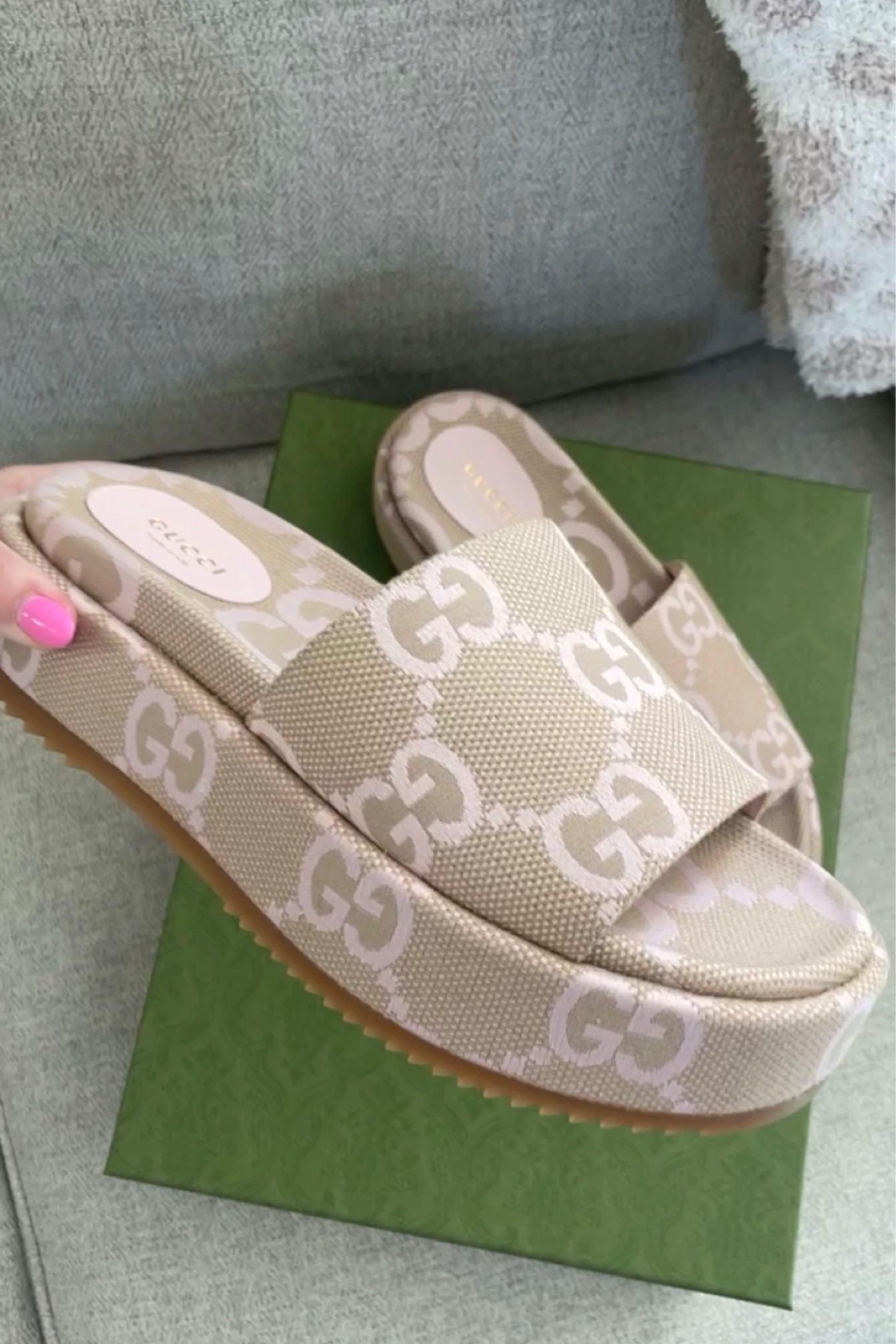 Gucci Platform Slides in beige and pink are IN! 💕🫶🏼👀

I recommend sizing up 1/2 or even a whole size 

#LTKshoecrush #LTKSeasonal #LTKstyletip
