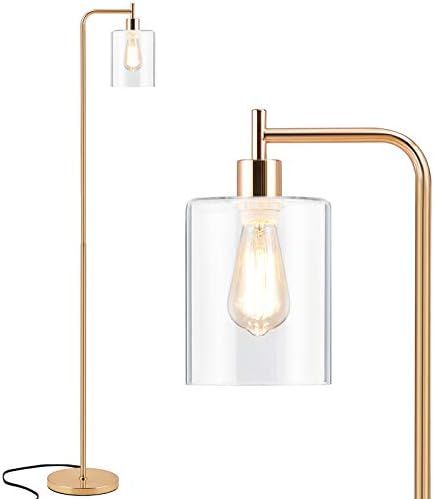 Tall LED Floor Lamp Included Bulb, Acaxin Modern Standing Lamp with Hanging Glass Shade, Gold Far... | Amazon (US)