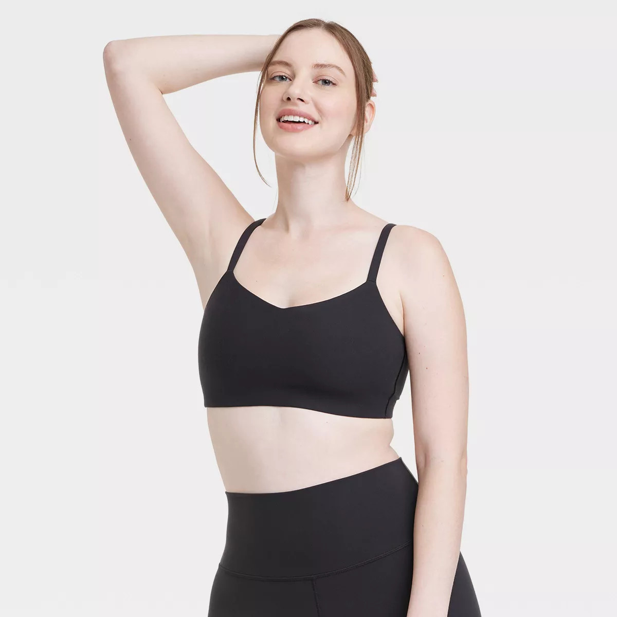 Women's Everyday Soft Light Support Strappy Sports Bra - All In Motion™ Black XS | Target