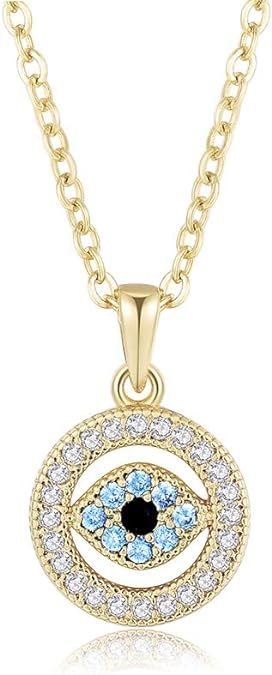 Obidos Evil Eye Pendant Necklace Turkish Rose Gold Turquoise Necklace Lucky Jewelry for Girls and... | Amazon (US)