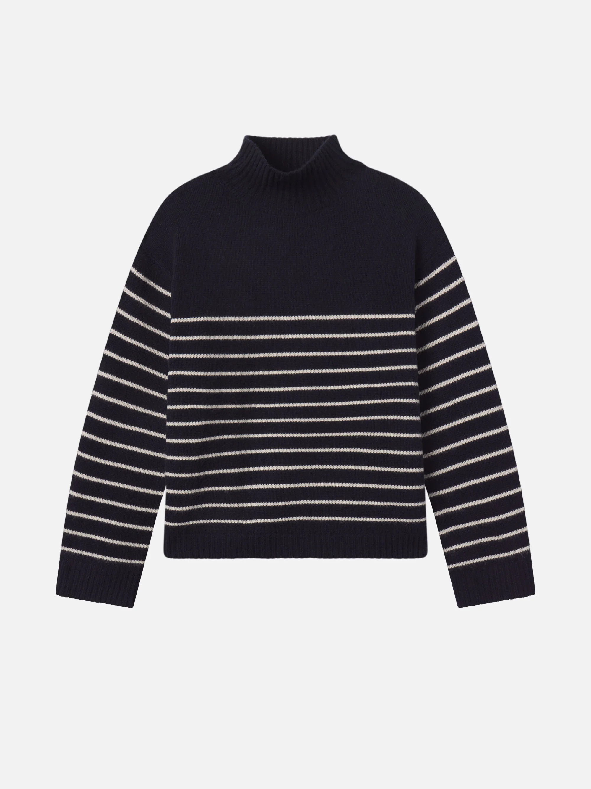 THE STRIPD CASHMERE TURTLENECK NAVY MULTI | Frame Denim