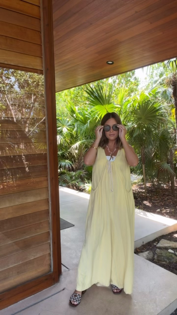 Wearing an xs in jumpsuit ✨ necklace + bandeau linked as well! 

baby moon outfit || resort wear || summer outfits || bump friendly outfits || casual looks

#LTKootd #LTKBump #LTKSeasonal