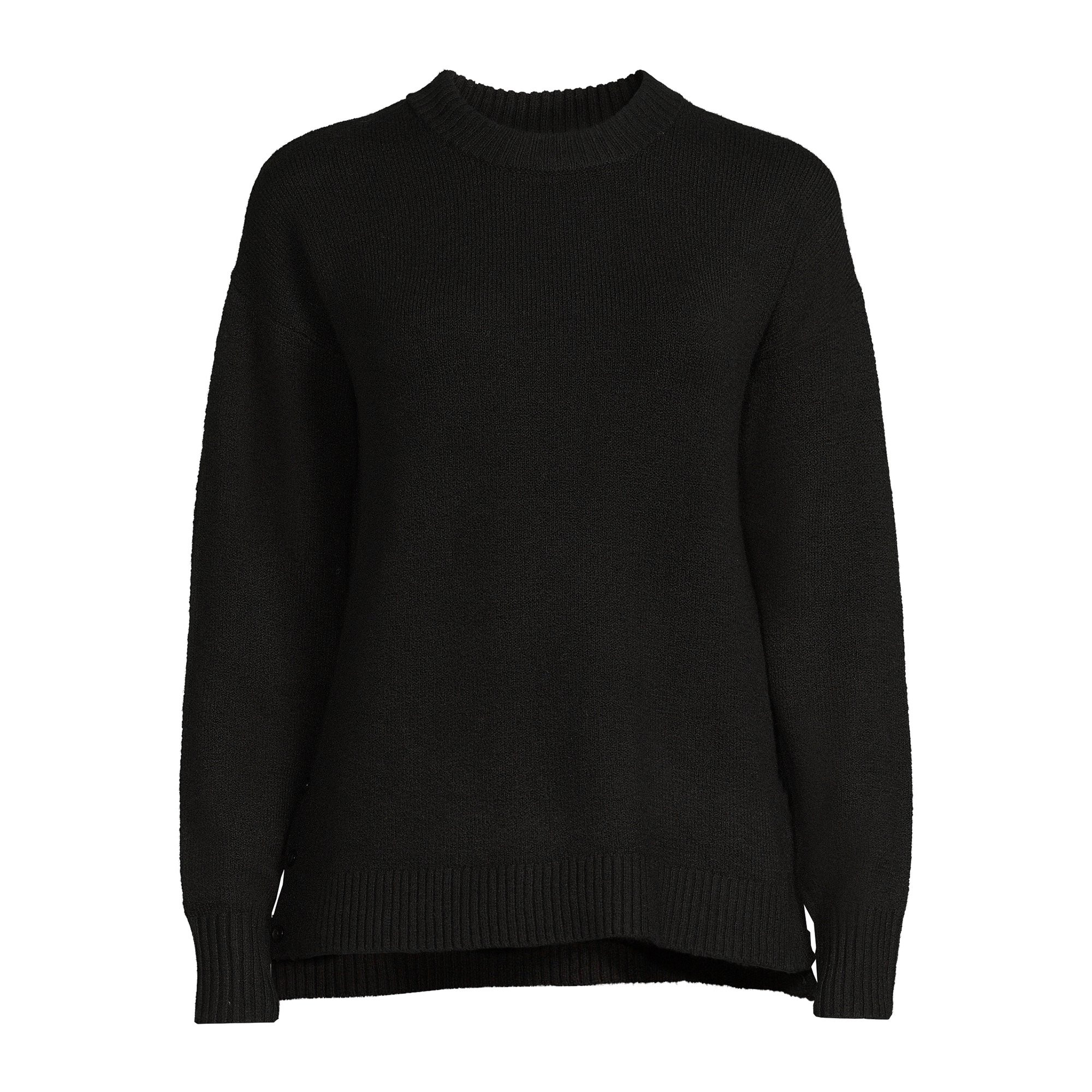 Time and Tru Women's Side Button Crew Neck Sweater, Midweight, Sizes XS-XXXL - Walmart.com | Walmart (US)