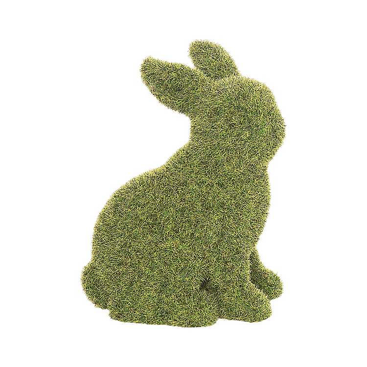 Green Moss Flocked Sitting Bunny Figurine | Kirklands