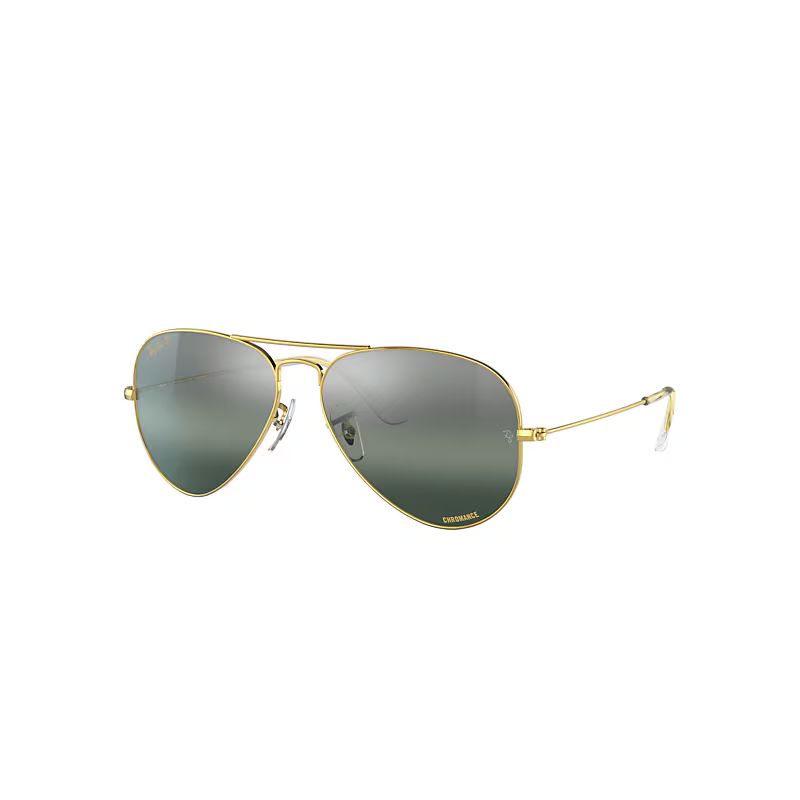 Ray-Ban Aviator Chromance Sunglasses Gold Frame Silver Lenses Polarized 62-14 | Ray-Ban (US)