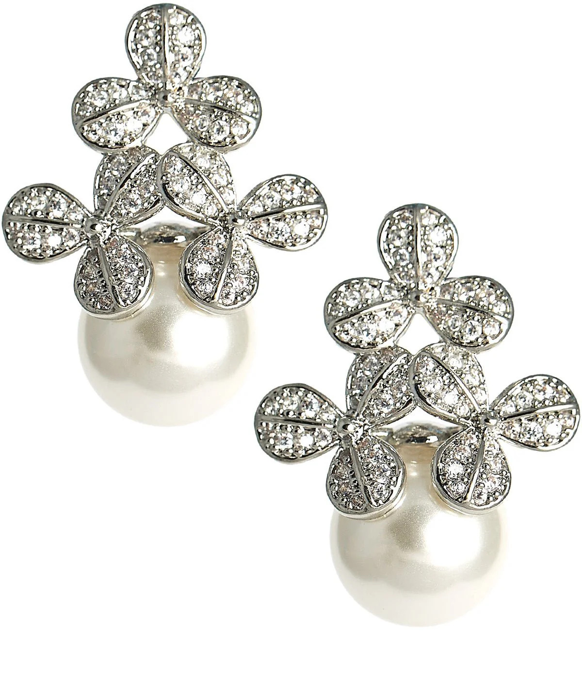 Kennedy Earrings - Rhinestone & Pearl- 18k Gold Plated - Kristin Kenne | Lisi Lerch Inc