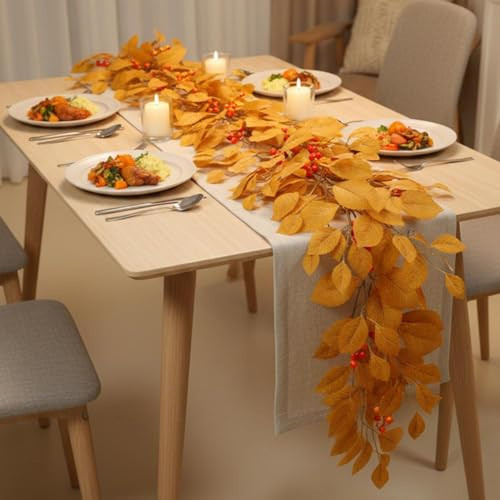 6.56ft Thanksgiving Brown Magnolia Leaf Garland,MagnoliaLeaf Garland Realistic Artificial Fall Magnolia Leaves Garlands with Pinecones,Waterproof Fall Decorations for Fireplace,Mantle,Table,Porch ﻿ | Amazon (US)