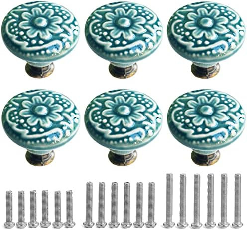 1-2/5 inch Ceramic Kitchen Cabinet Knobs for Drawer Dresser Pulls Round Dresser Drawer Handles an... | Amazon (US)
