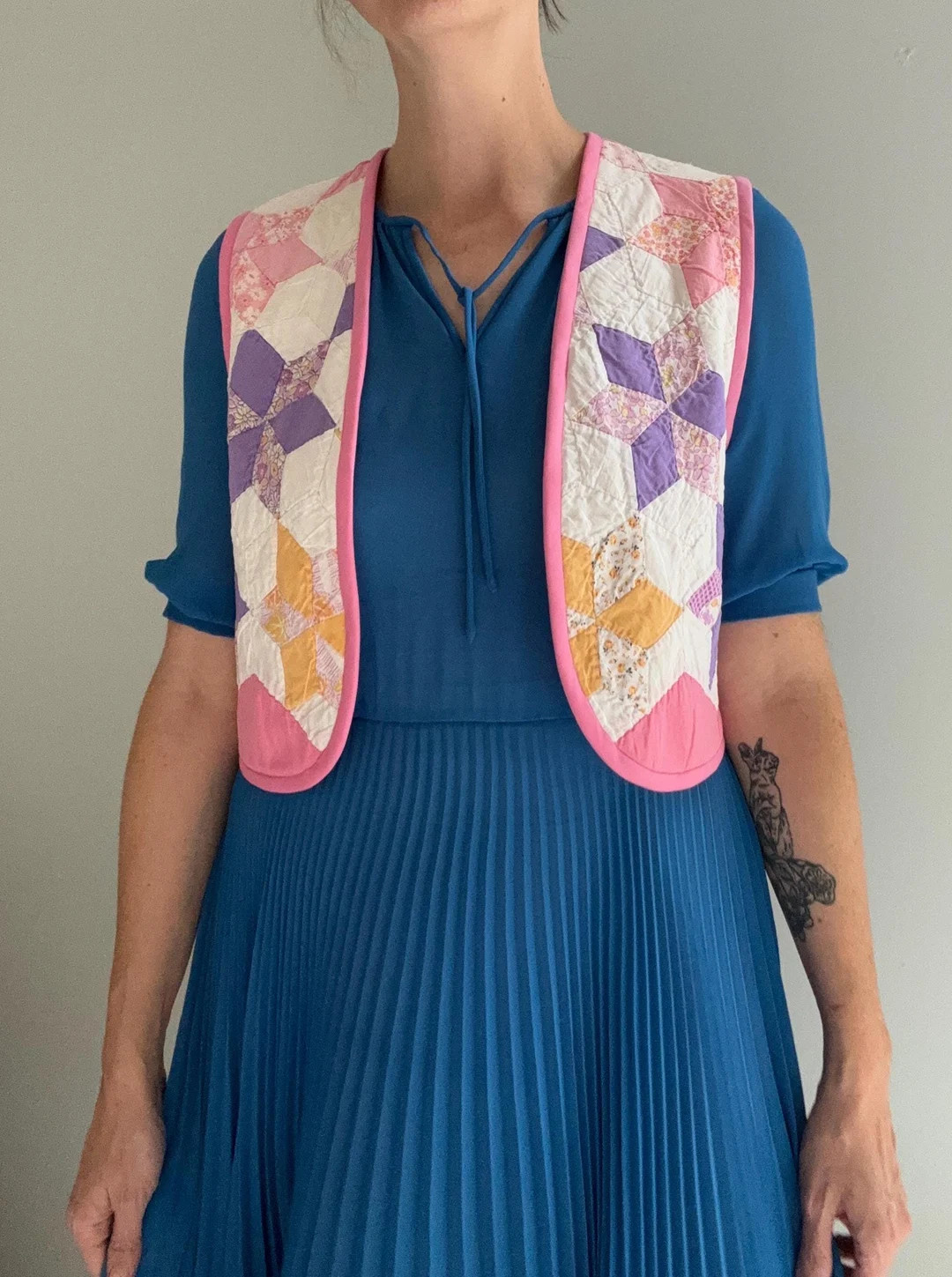 Vintage 6-pointed Star Quilted Vest Upcycle Size S - Etsy | Etsy (US)