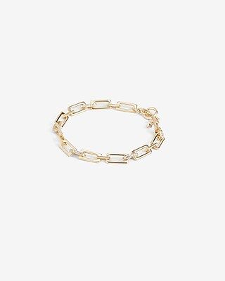 Pave Paperclip Chain Toggle Bracelet | Express