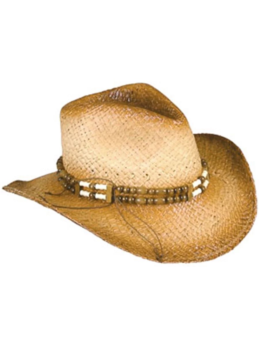 Rhode Island Novelty New 2-Tone Woven Cowboy Cowgirl Hat with Beaded Band - Walmart.com | Walmart (US)