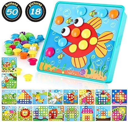 TINOTEEN Button Art Toy for Toddlers,Toddler Activities Crafts Color Matching Early Learning Educ... | Amazon (US)