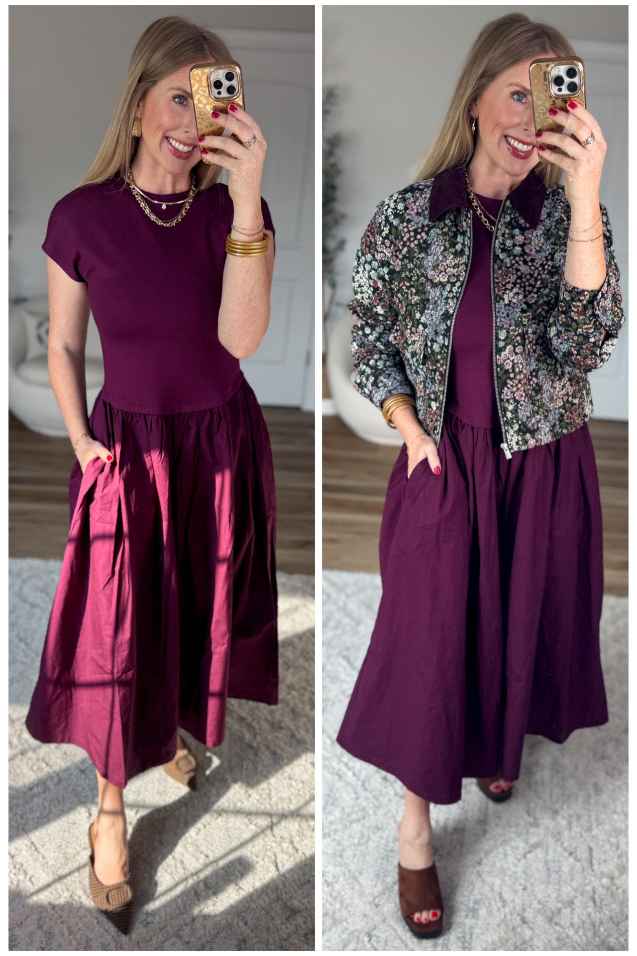 2 ways to style this maroon dress from Walmart!

#LTKootd