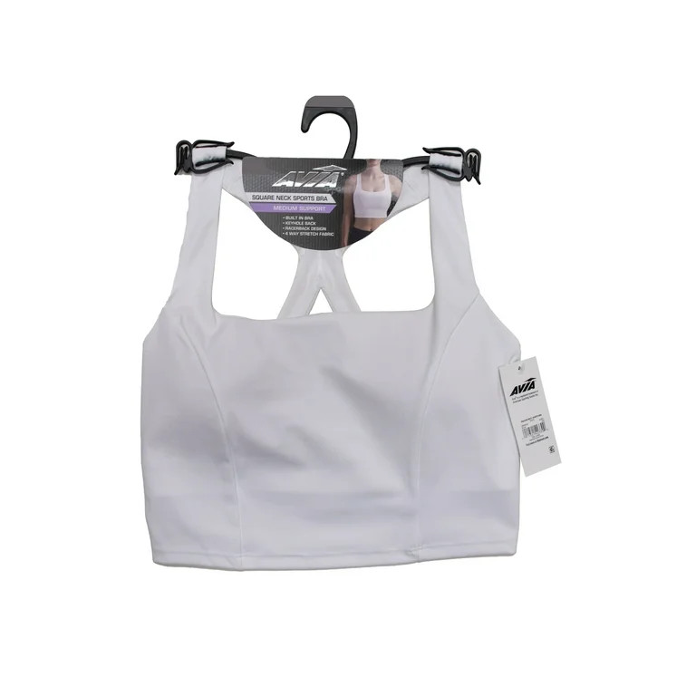 Avia Women's Medium Support Square Neck Sports Bra, Sizes S-XXXL | Walmart (US)