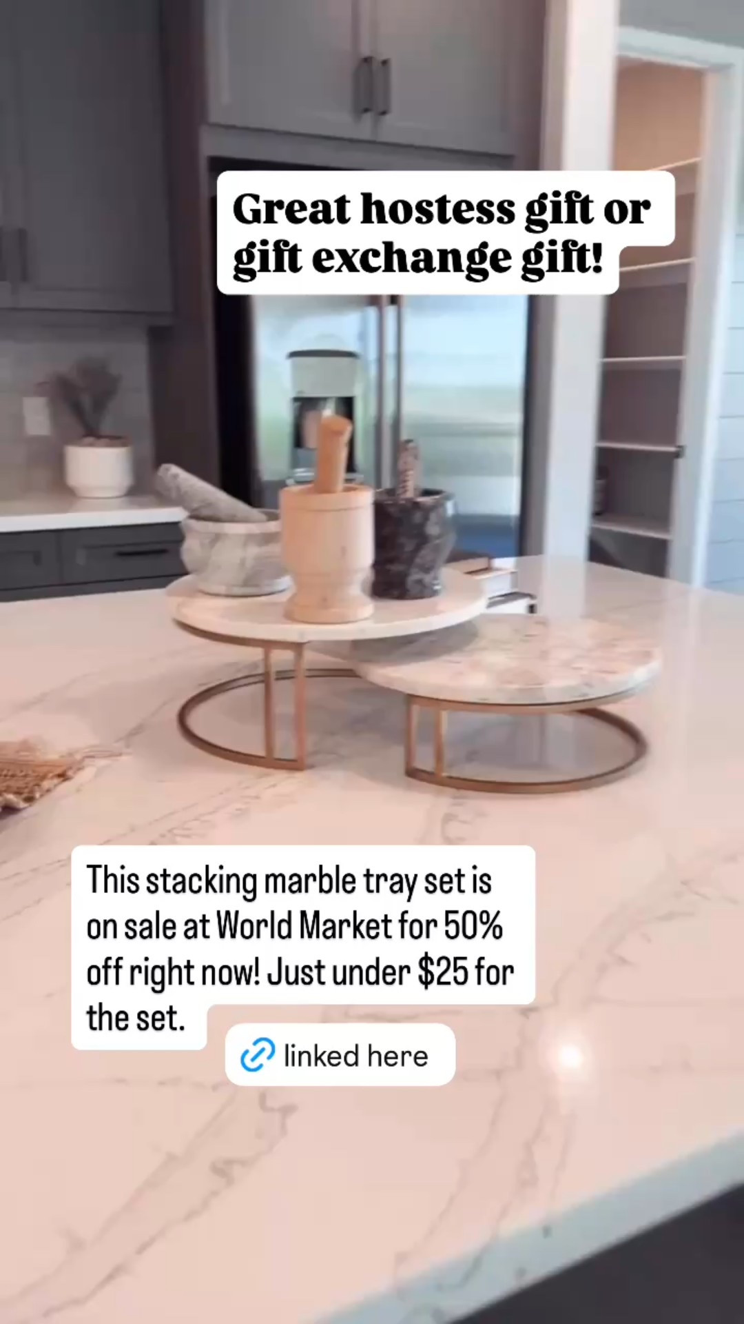 The stacking marble tray set from World Market linked here is on sale right now for 50% off! 

It’s just under $25 for the set. This makes a great hostess gift or gift exchange gift! 

Perfect for styling a kitchen counter or kitchen island. 

#LTKHoliday #LTKGiftGuide #LTKHome