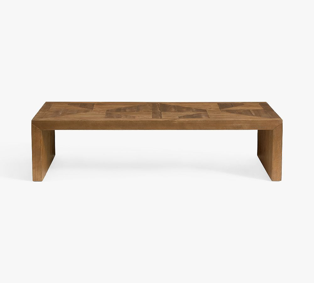 Reclaimed parquet rectangular coffee table, nantucket brown, 64 inch